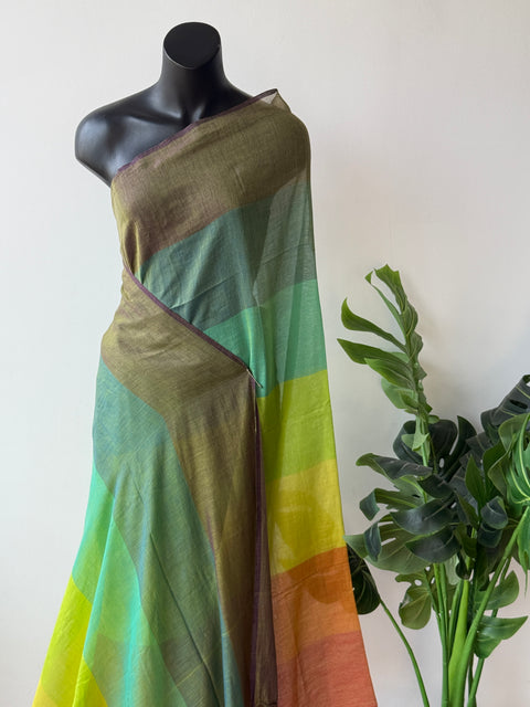 Colourful mul cotton saree