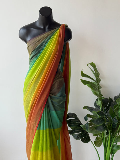 Colourful mul cotton saree