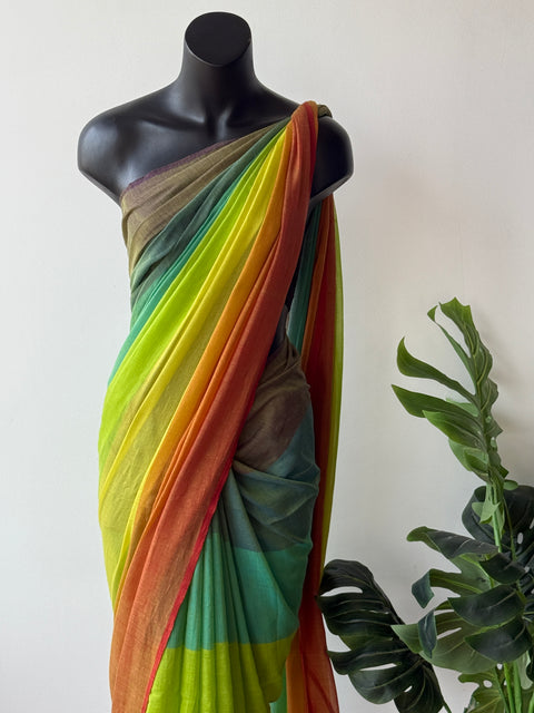 Colourful mul cotton saree