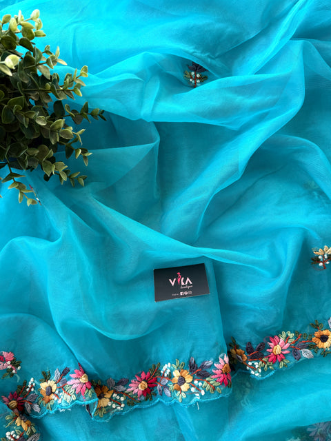 Hand Emb Organza saree
