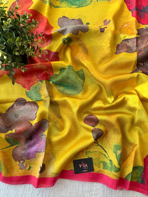 Digital printed satin crepe saree