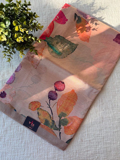 Digital printed satin crepe saree