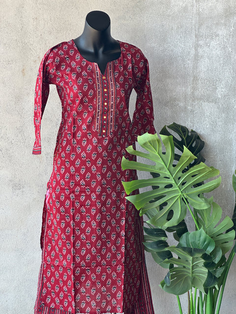 Printed cambric cotton kurti pant