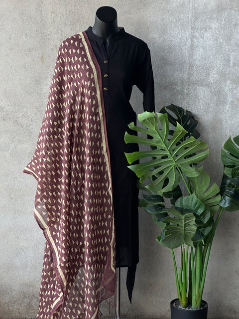 Block Printed Linen Dupatta