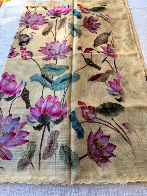 Floral printed kota cotton saree