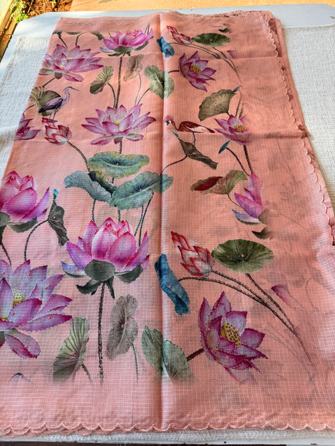 Floral printed kota cotton saree