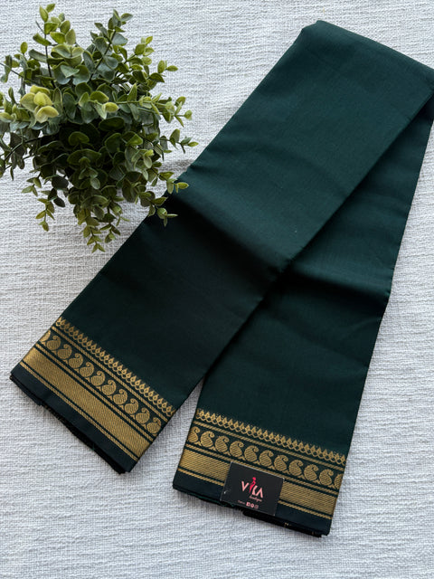 Handloom chettinad cotton saree - Bottle Green