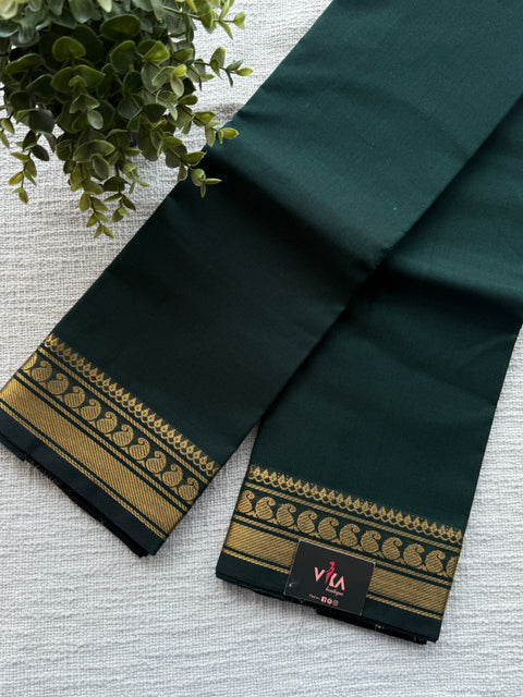 Handloom chettinad cotton saree - Bottle Green