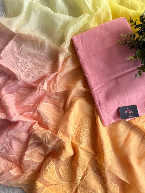4D shaded Mul chanderi dupatta set