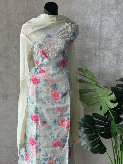 Floral printed linen cotton salwar material