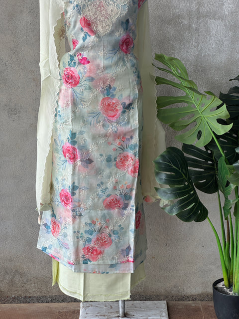 Floral printed linen cotton salwar material