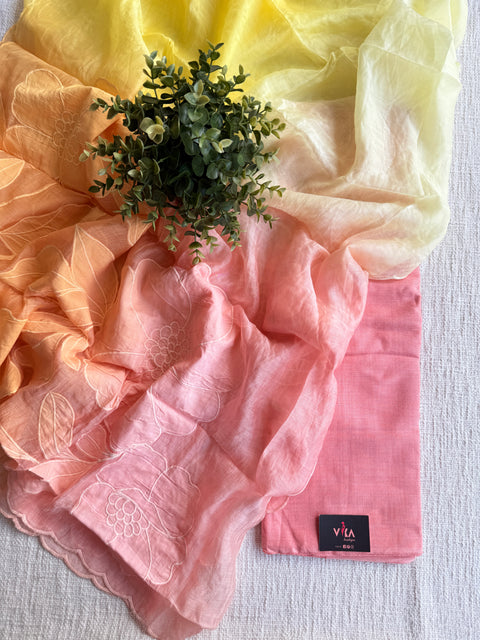 4D shaded Mul chanderi dupatta set