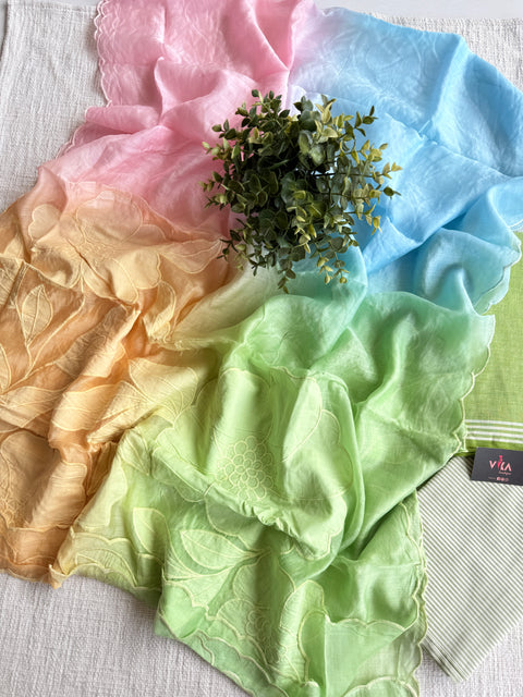 4D shaded Mul chanderi dupatta set