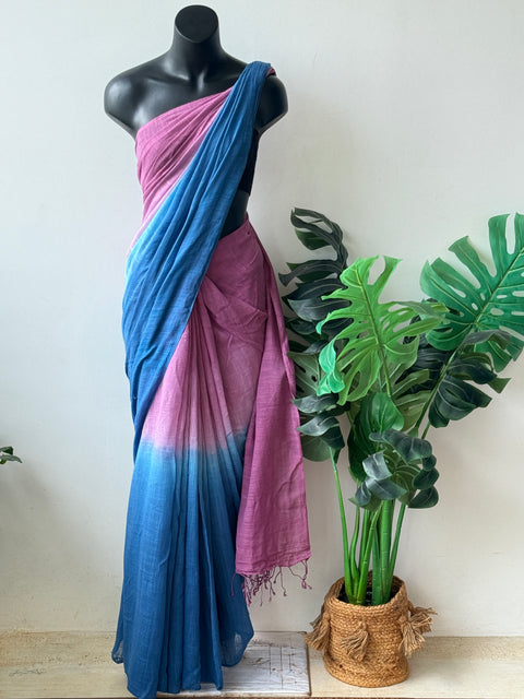Ombré dyed handloom cotton saree