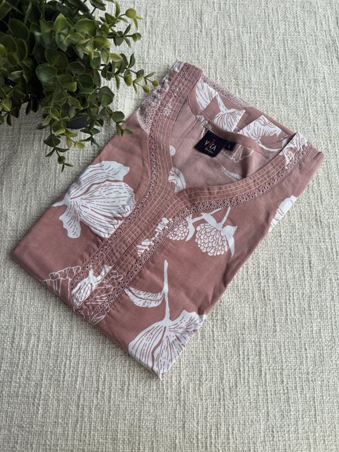 L size printed poly viscose Nighty