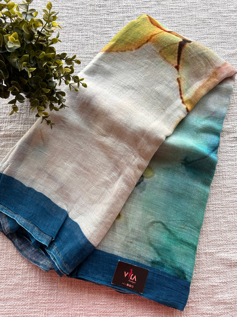 Digital Printed Pure Linen saree