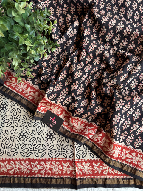 Bagru printed chanderi saree