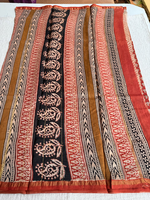 Bagru printed chanderi saree