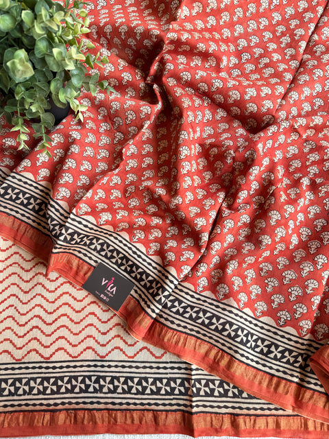 Bagru printed chanderi saree