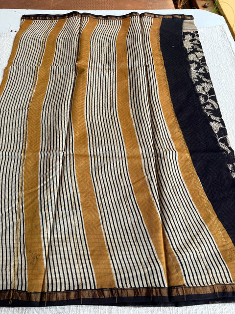 Bagru printed chanderi saree