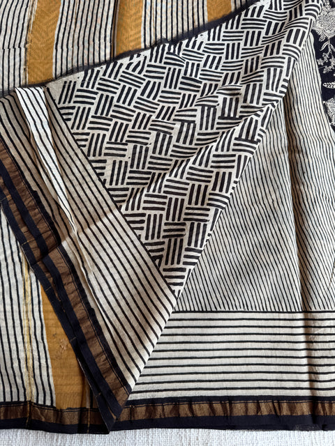 Bagru printed chanderi saree