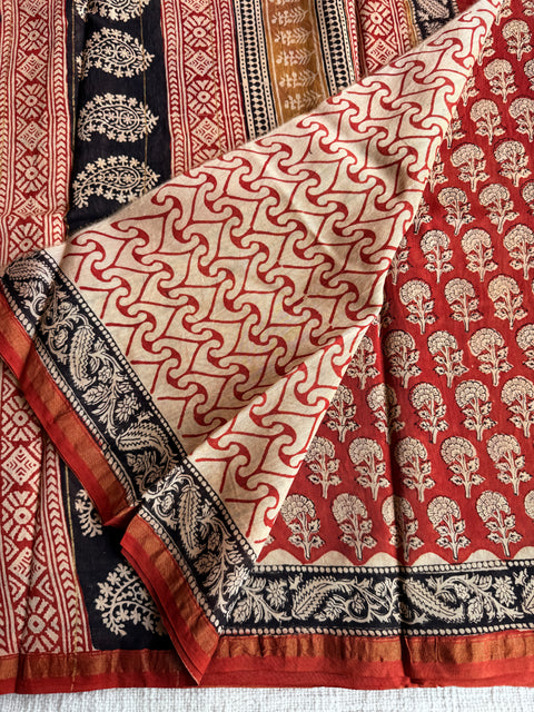 Bagru printed chanderi saree