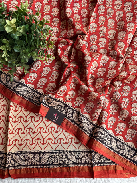 Bagru printed chanderi saree