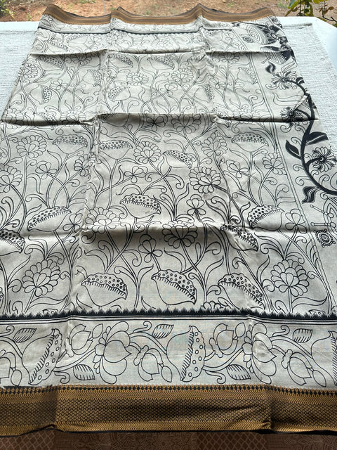 Stained Kalamkari chennuri silk Saree