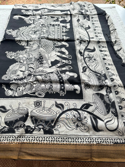 Stained Kalamkari chennuri silk Saree