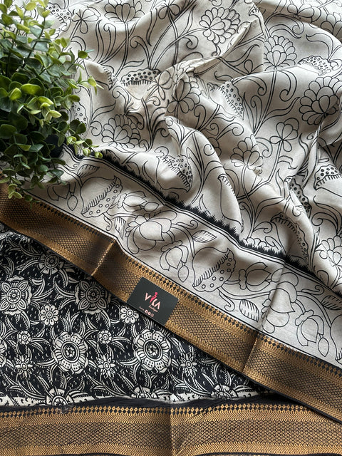 Stained Kalamkari chennuri silk Saree