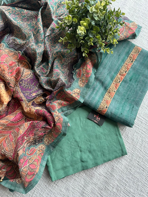 Kantha work Chanderi suit set