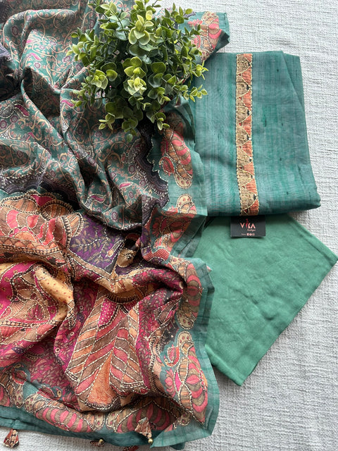 Kantha work Chanderi suit set