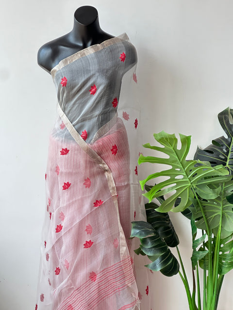 Jamdhani weaving organza saree