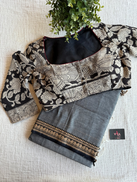 Cotton saree with Ready blouse - size 36