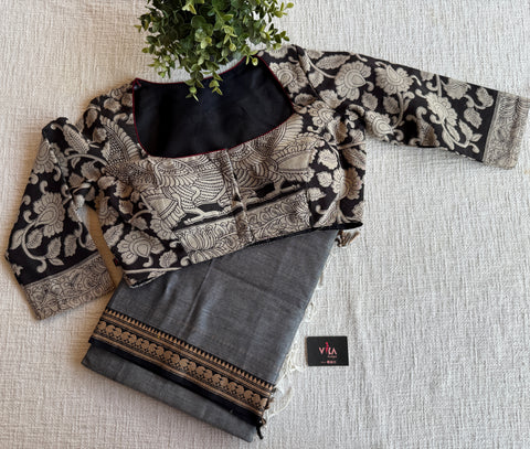 Cotton saree with Ready blouse - size 36