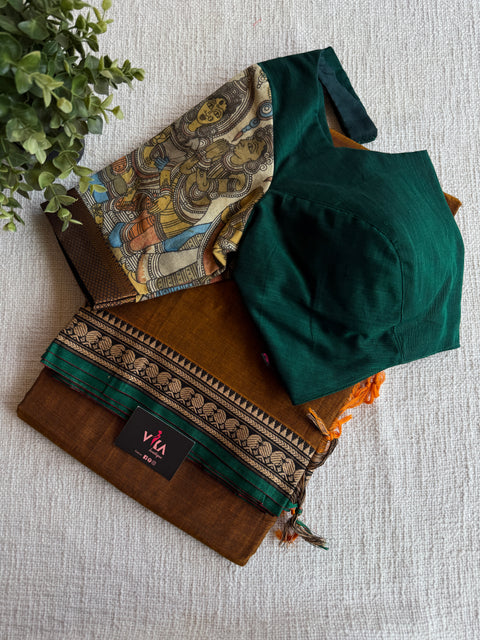 Cotton saree with Ready blouse - size 36
