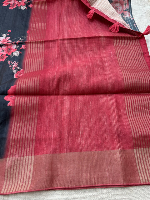 Printed Faux tussar silk saree