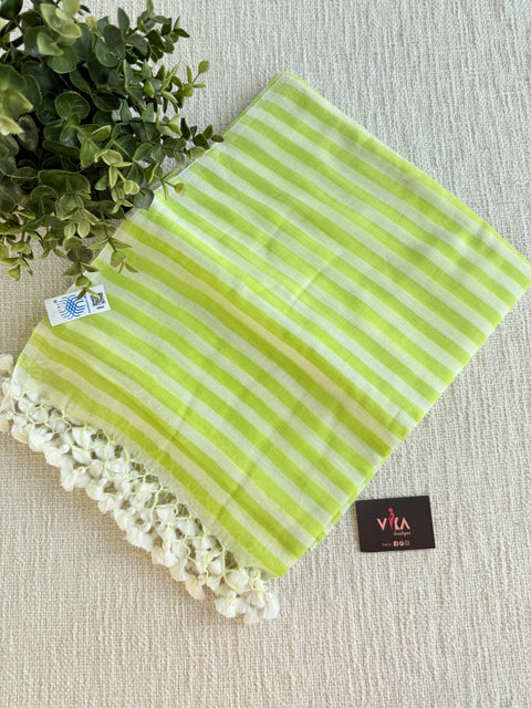 Self striped handloom cotton saree
