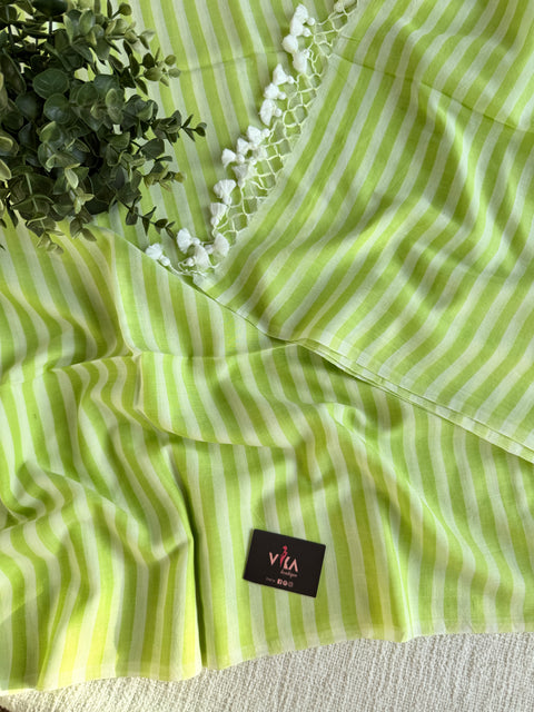 Self striped handloom cotton saree