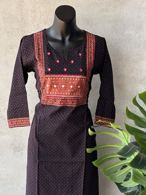 Neck emb work pure cotton kurti