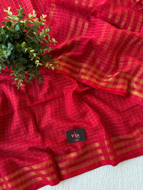 Zari checked cotton saree