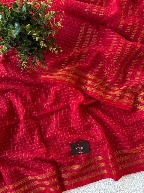 Zari checked cotton saree