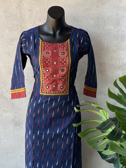 Neck patch work pure cotton kurti