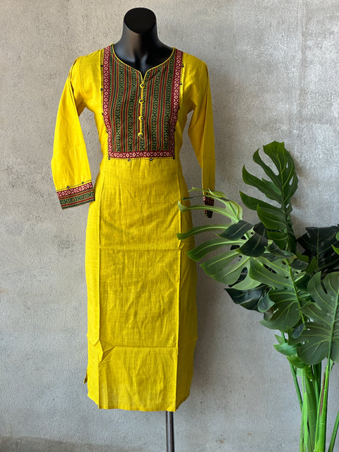 Neck patch work pure cotton kurti