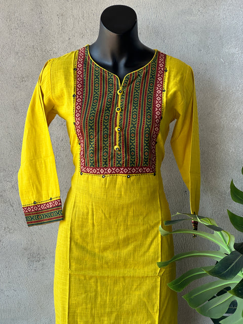 Neck patch work pure cotton kurti