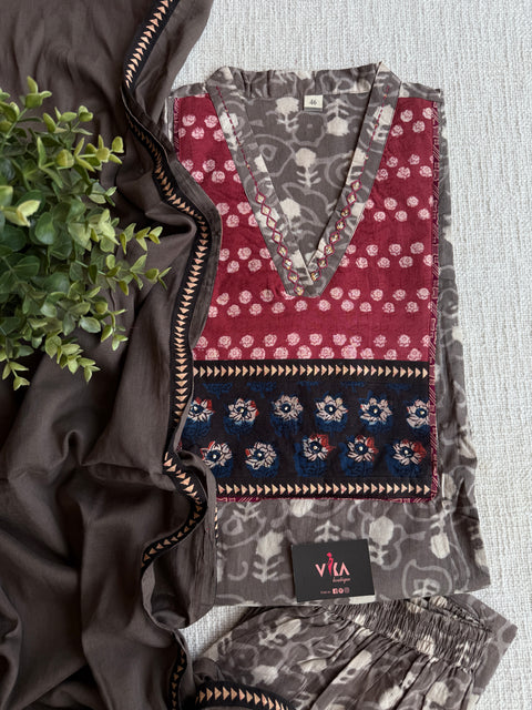 Ajrakh printed cotton suit set