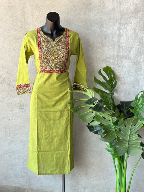 Neck patch work pure cotton kurti