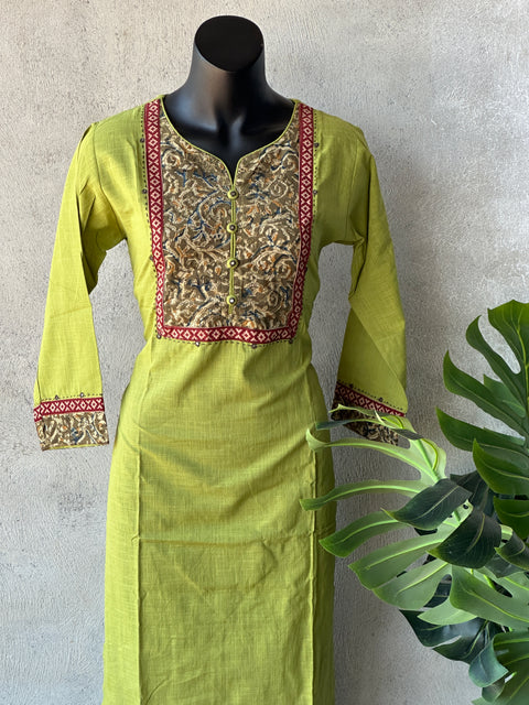 Neck patch work pure cotton kurti