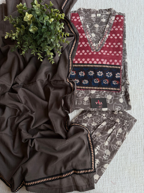 Ajrakh printed cotton suit set