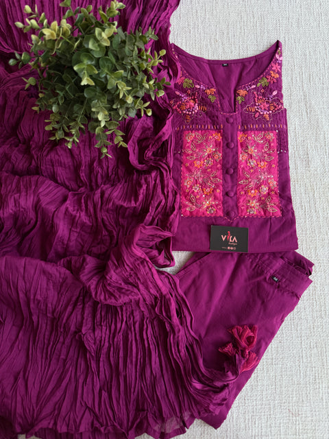 Neck hand emb work cotton suit set